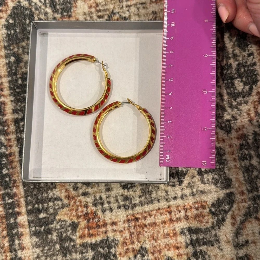 Gold and Burnt Pink Arrow Hoops